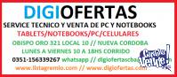 SERVICE TECNICO REPARACION PC Y NOTEBOOKS DIGIOFERTAS CBA