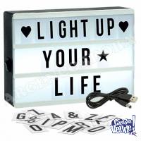 CARTEL LETRERO LUZ LED CABLE USB LIGHT BOX CARACTERES NEGROS