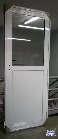 Puerta Aluminio 0,80 x 2,00 medio vidrio reforzada