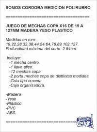 JUEGO DE MECHAS COPA X16 DE 19 A 127MM MADERA YESO PLASTICO
