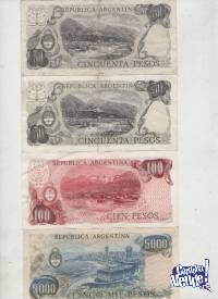 4 BILLETES DE PESOS ARGENTINOS  $ 400
