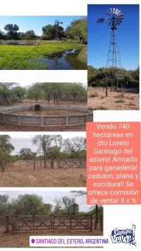 vendo 740 hectarias en Loreto Santiago del Estero