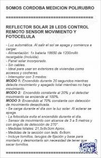 REFLECTOR SOLAR 28 LEDS CONTROL REMOTO SENSOR MOVIMIENTO Y F