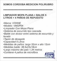 LIMPIADOR MOPA PLANA + BALDE 5 LITROS + 4 PAÑOS DE REPUESTO