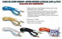 CABLE DE AUDIO CORDON 1 METRO ESTEREO AUXILIAR JACK 3.5 PLUG