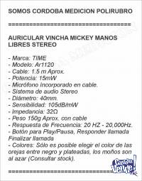 AURICULAR VINCHA MICKEY MANOS LIBRES STEREO
