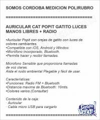 AURICULAR CAT POPIT GATITO LUCES MANOS LIBRES + RADIO