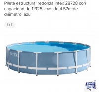 Pileta Redonda 457x84cm+accesorios.Estructural redonda Intex 28728 con capacidad de 11325 litros. 