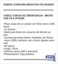 CABLE CARGA DE EMERGENCIA - MICRO USB V8 A IPHONE