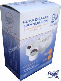 LUPA DE ALTA GRADUACION DOBLE LENTE CRISTAL LUZ LED 30X 60X 