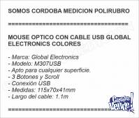 MOUSE OPTICO CON CABLE USB GLOBAL ELECTRONICS COLORES