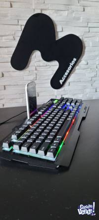 teclado metal con soporte gamer