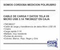 CABLE DE CARGA Y DATOS TELA V8 MICRO USB 3.1A TMCB6227 EN CA