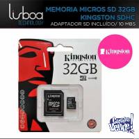 Memoria Micro Sd 32gb + Adapt. Sd Clase 10 Kingston ¡CENTRO