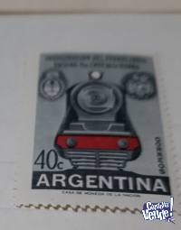 Centenario de F.F.C.C Argentina 1957, tarjeta con 2 estampil