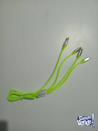 cargador usb pulpo/ ficha iphone,micro y c.  blanco y fluor