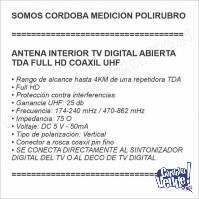 ANTENA INTERIOR TV DIGITAL ABIERTA TDA FULL HD COAXIL UHF