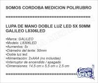 LUPA DE MANO DOBLE LUZ LED 5X 50MM GALILEO L8306LED