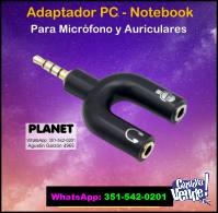 Adaptador PC Notebook para micrófono y auriculares