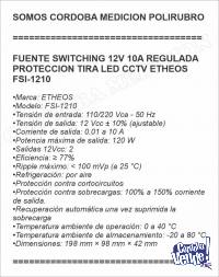 FUENTE SWITCHING 12V 10A REGULADA PROTECCION TIRA LED CCTV E