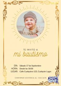 TARJETAS DE INVITACION CUMPLEAÑOS BAUTISMO BABY SHOWER COMU