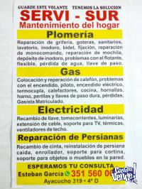 Plomeria, gas, electricidad y rep de percianas.351-5600000