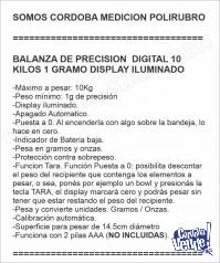 BALANZA DE PRECISION  DIGITAL 10 KILOS 1 GRAMO DISPLAY ILUMI
