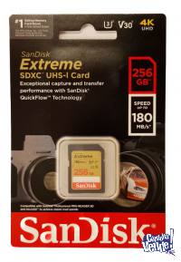 Sandisk Extreme SDXC 256gb lectura 180mbs escritura 130 mbs