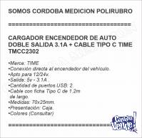 CARGADOR ENCENDEDOR DE AUTO DOBLE SALIDA 3.1A + CABLE TIPO C