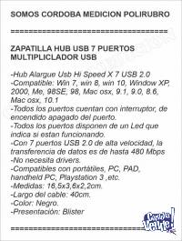 ZAPATILLA HUB USB 7 PUERTOS MULTIPLICLADOR USB