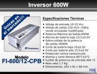 INVERSOR - CONVERSOR DE CORRIENTE 12V 600W - PROBATERY