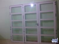 portón rotonda 750 reforzado con vidrios de 5mm blanco bril