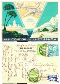 tarjeta tarjetas postales antiguas de chile 1937 y rio 1927